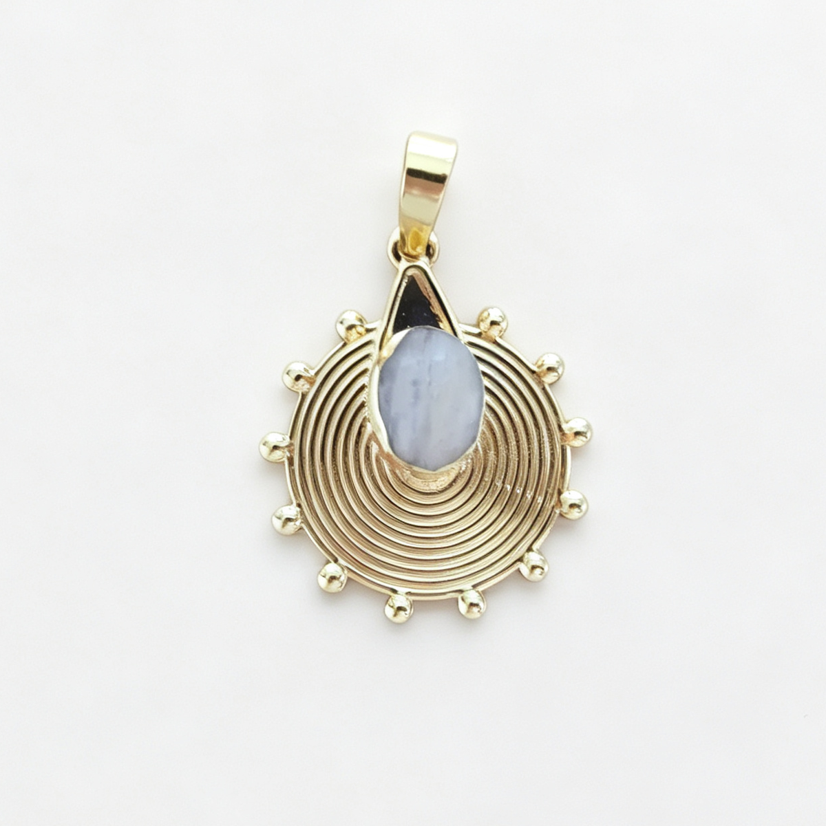 WT-P2150 Unique Wonderful Style 18K Gold Plated Natural Gemstone Sun Shape Pendants For Women Special Necklace DIY Making