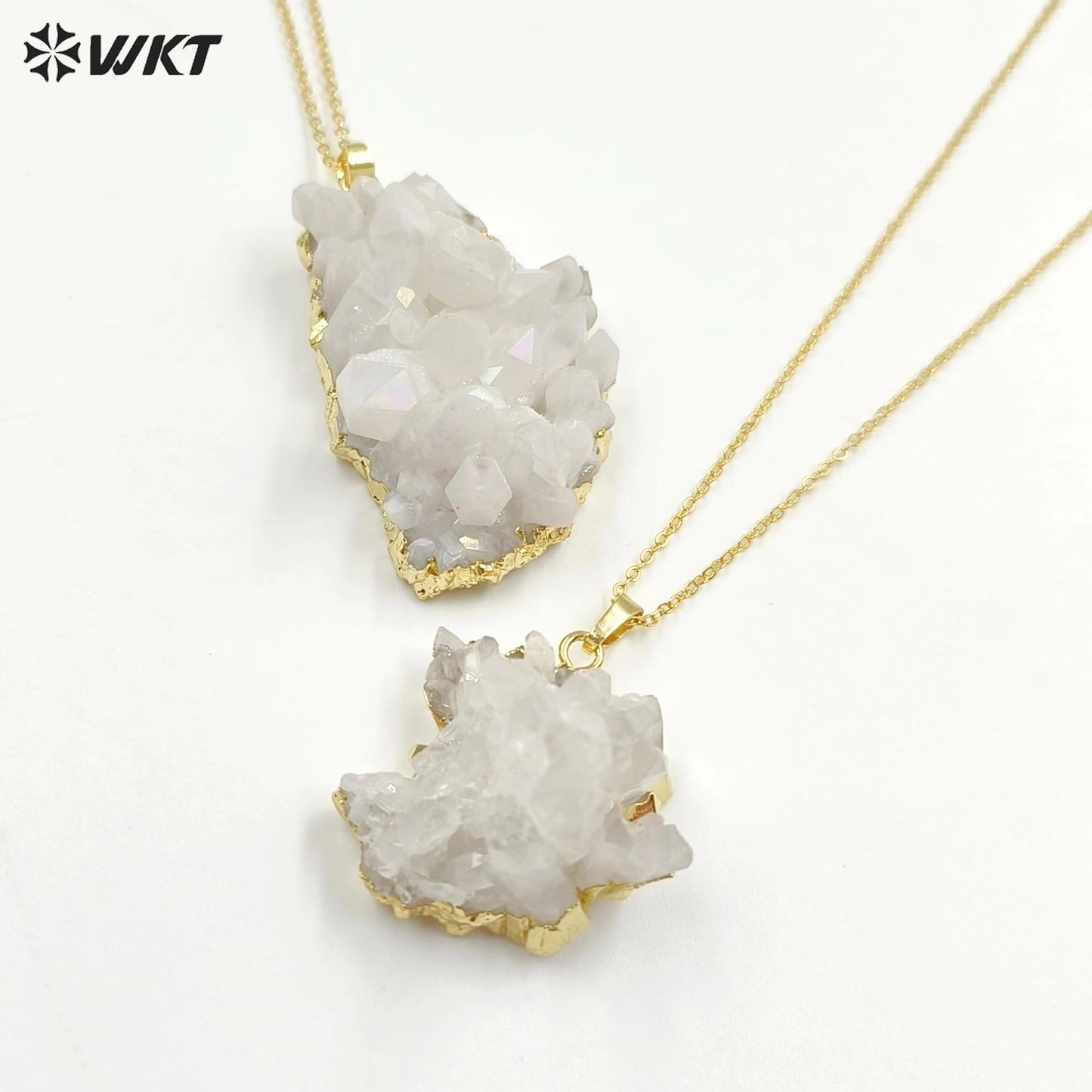 WT-N1441 WKT Best 2023 Newest Natural Aura Cluster Quartz Pendant Necklace Women Simple Hoop Aura Necklace