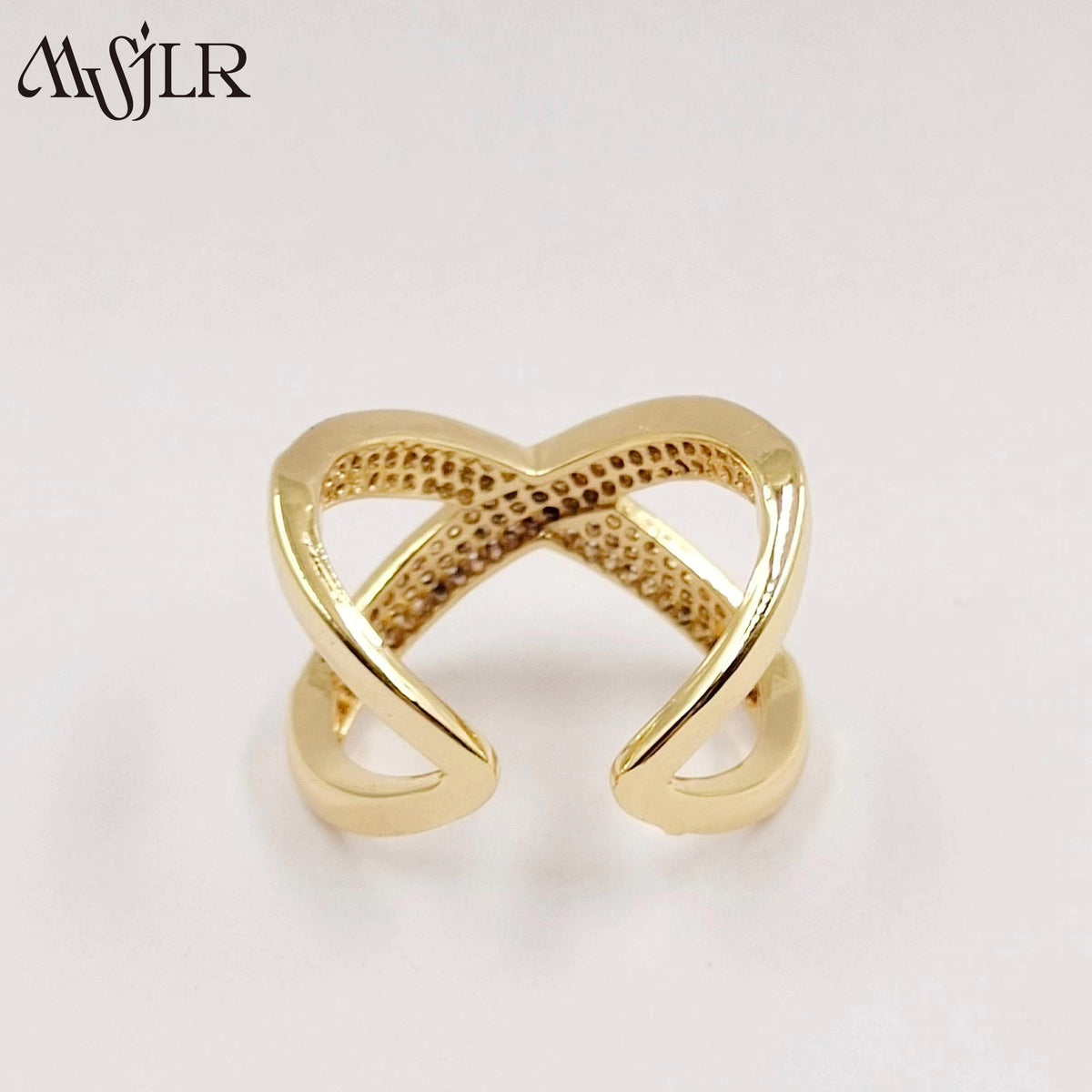 WKT-MVR054 Popular European and American Double Circle Shape Colorful Zircon Ring Female Handpiece Open Ring