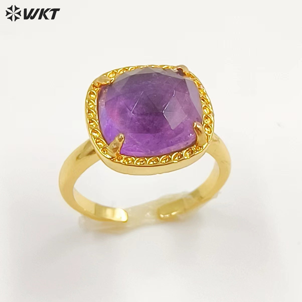 WT-R469 WKT Fashion Gemstone Elegant Women Gorgeous Gold Black Obsidian Labradorite Amethyst Stone Ring