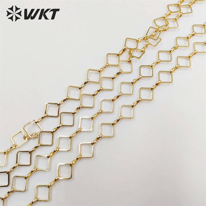 WT-BC191 New 18k Real Gold Plated Resist Tarnishable Brass Chain square Handmade Jewelry Chain in 8mm
