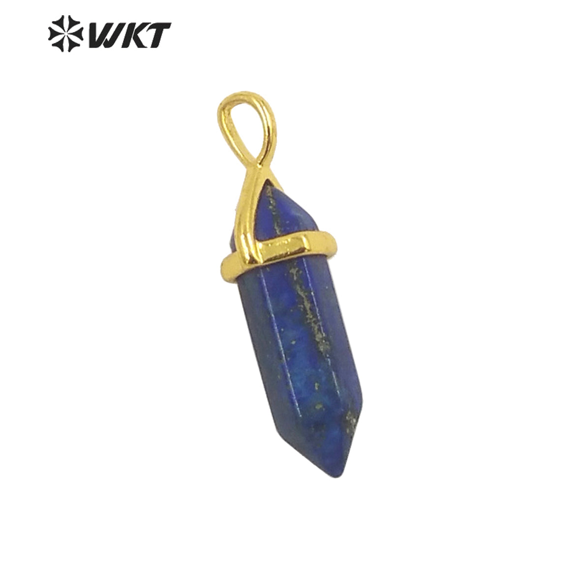 WT-P1864 Trendy Hot Spirit Quartz Double Point Bullet Pendant Gold Cap Natural Gemstone Hexagon Stone Jewelry Pendant