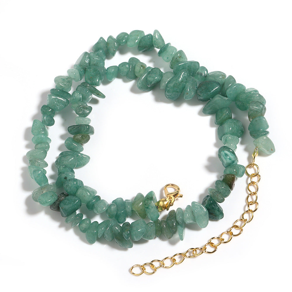 WT-N1438 45cm+5cm Extend Chain Long Gemstone Casual Long Statement Necklace Natural Chips Stone Necklace