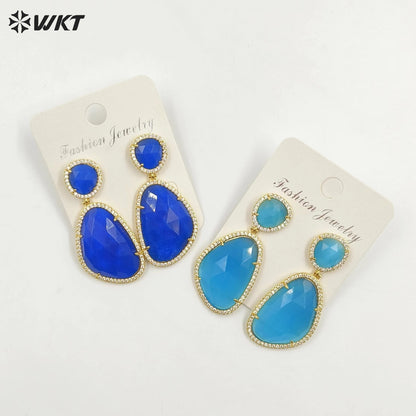 WT-E206 Wholesale Fashion Hot Sales Candy Color Summer Micro Pave Cat Eye Stone Earrings With Zircon Around for Women