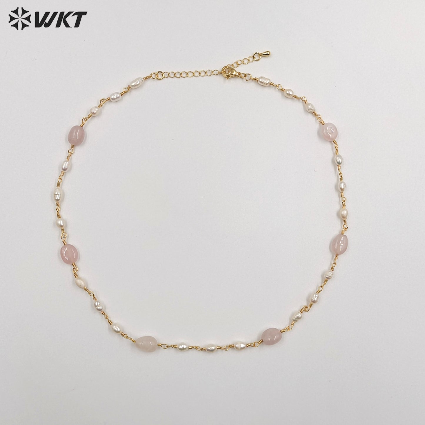 WT-JN246 Wholesale Vintage Pearl and Stone Natural 18k Chain Gold Plated Exquisite High Quality Beads Necklace