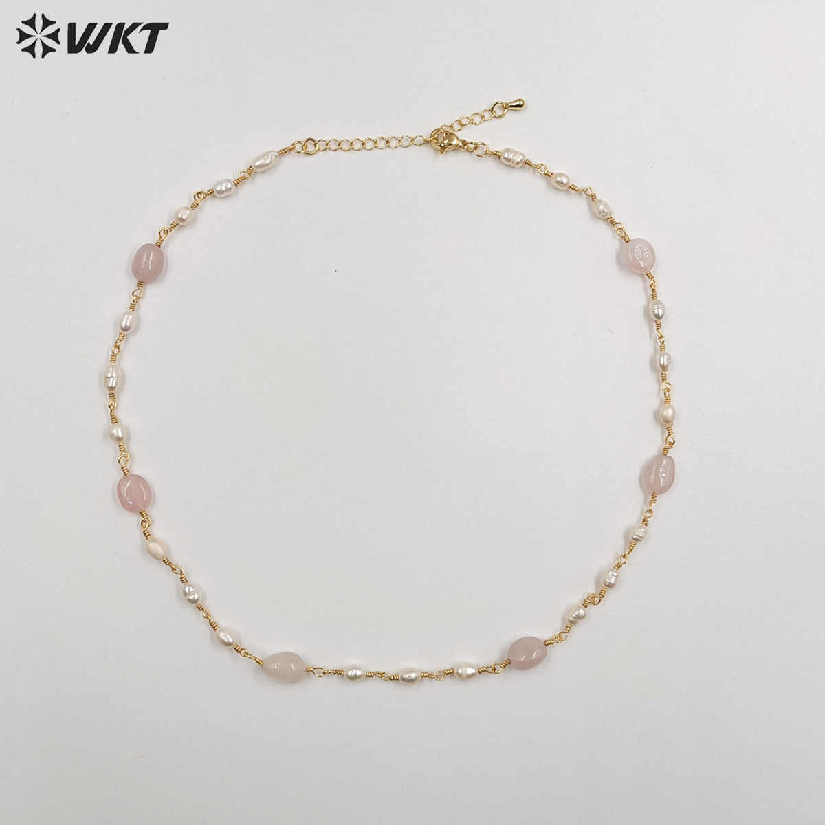 WT-JN246 Wholesale Vintage Pearl and Stone Natural 18k Chain Gold Plated Exquisite High Quality Beads Necklace