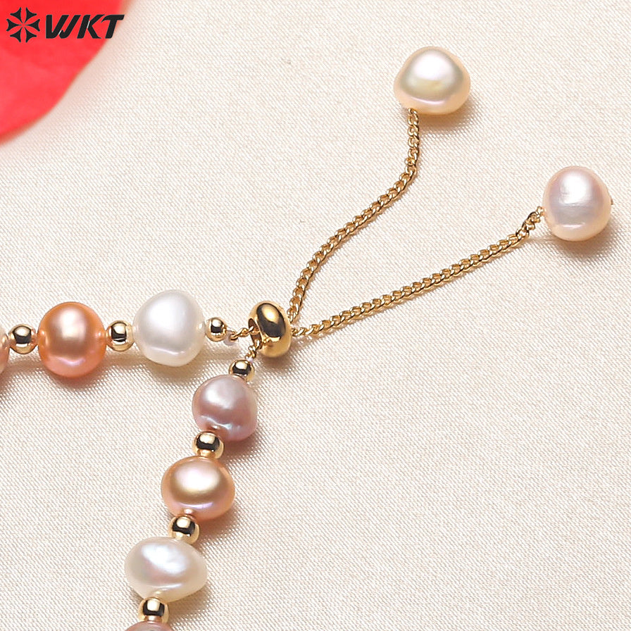 MPB115 Wholesale Fashion Gorgeous Natural Rice Freshwater Pearl Bracelet Women Hand Strand Beads Adjustable Chain Bracelets