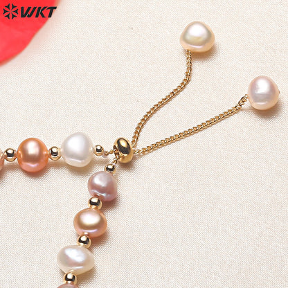 MPB115 Wholesale Fashion Gorgeous Natural Rice Freshwater Pearl Bracelet Women Hand Strand Beads Adjustable Chain Bracelets