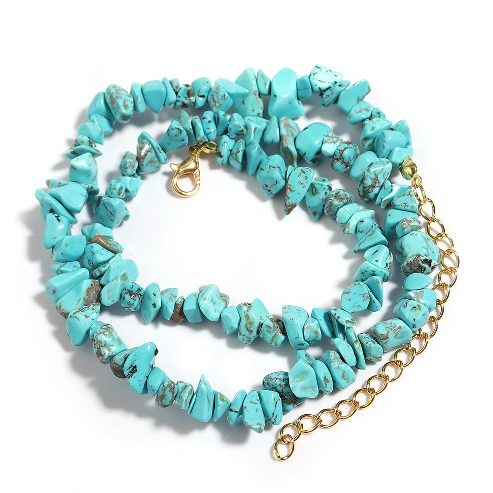 WT-N1438 45cm+5cm Extend Chain Long Gemstone Casual Long Statement Necklace Natural Chips Stone Necklace