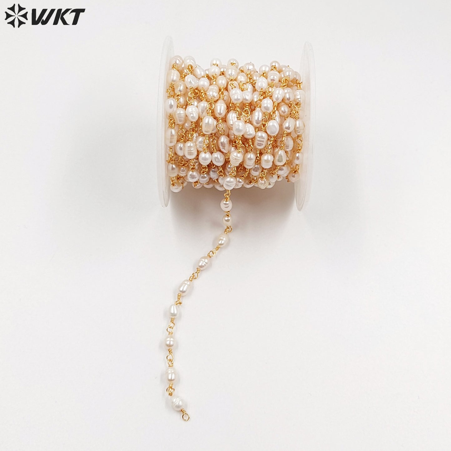 WT-RBC069 Wholesale New Arrival Fashion Female Jewelry Gold or Silver Plated DIY Necklace Freshwater Pearl Brass Rosary Chain