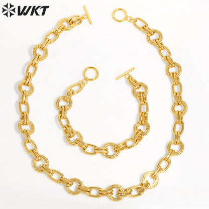 WT-BFN055 Hip-hop Women in Europe and the United States Trend Thick Chain Necklace Cuba Chain Collar Necklace