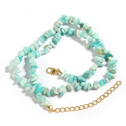 WT-N1438 45cm+5cm Extend Chain Long Gemstone Casual Long Statement Necklace Natural Chips Stone Necklace
