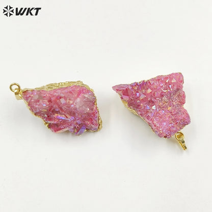 WT-P1917 New Precious Lovely Natural Aura Cluster Quartz White Crystal Colorful Amazonite Stone Pendants