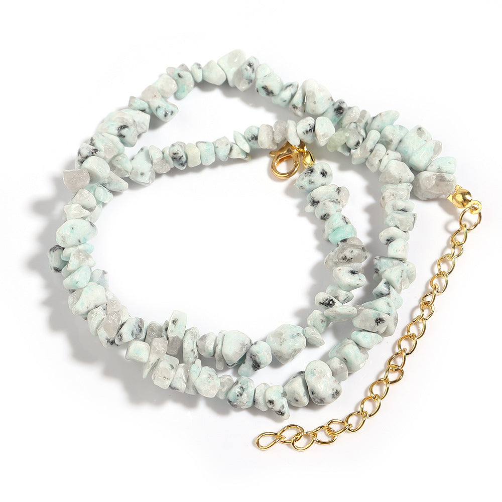 WT-N1438 45cm+5cm Extend Chain Long Gemstone Casual Long Statement Necklace Natural Chips Stone Necklace