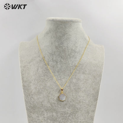 WT-N826 Amazing Natural Round Pearl Jewelry Necklace, Wholesale 12mm Gold Plated Black Pearl Jewelry Necklace for Gift