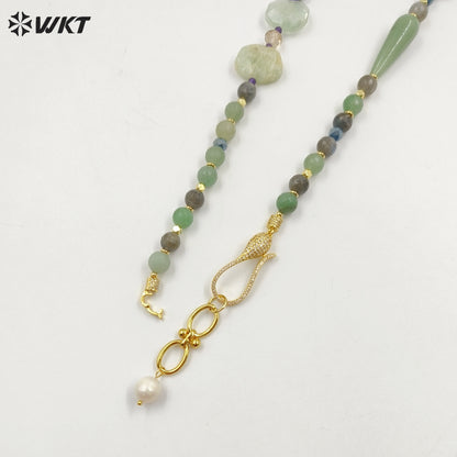 WT-N1475 Wholesale Fashion Gorgeous Hand Made Natural Stone Strand Beads Jewelry Women Necklace for Anneversary