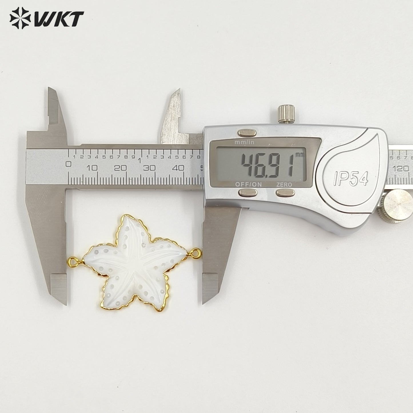 WT-JP459 Fashion Ocean Series 18K Gold Plated Natural Shell Starfish Shape Pendant With Double Hoops As Jewelry Findings