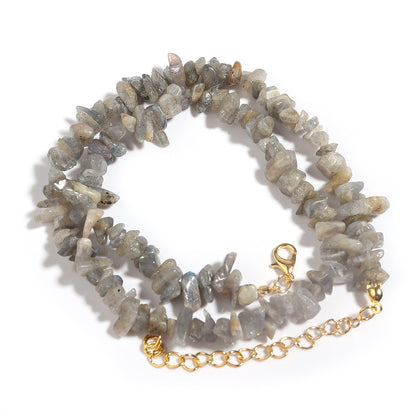 WT-N1438 45cm+5cm Extend Chain Long Gemstone Casual Long Statement Necklace Natural Chips Stone Necklace