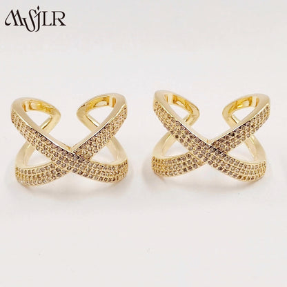 WKT-MVR054 Popular European and American Double Circle Shape Colorful Zircon Ring Female Handpiece Open Ring