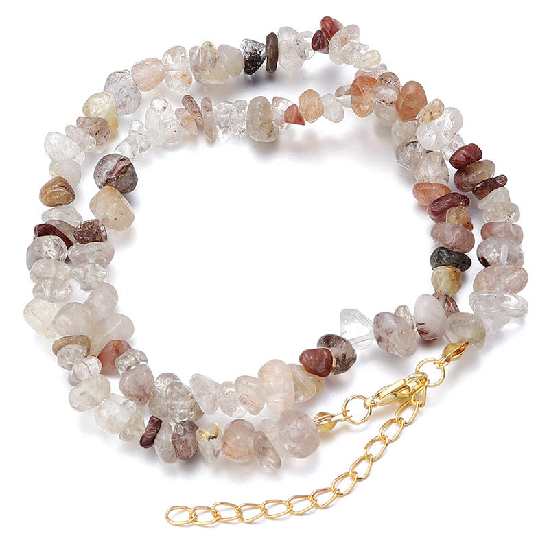 WT-N1438 45cm+5cm Extend Chain Long Gemstone Casual Long Statement Necklace Natural Chips Stone Necklace