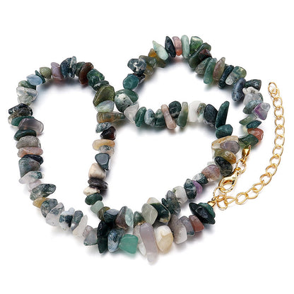 WT-N1438 45cm+5cm Extend Chain Long Gemstone Casual Long Statement Necklace Natural Chips Stone Necklace