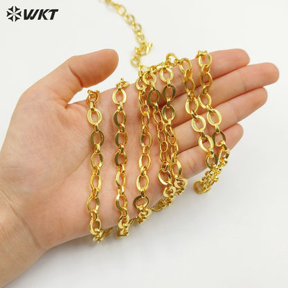 WT-BC254 Wholesale 18K Gold Electroplated Metal Yellow Brass Chain Accessories Big Long Oval Shape For Jewelry DIY Making