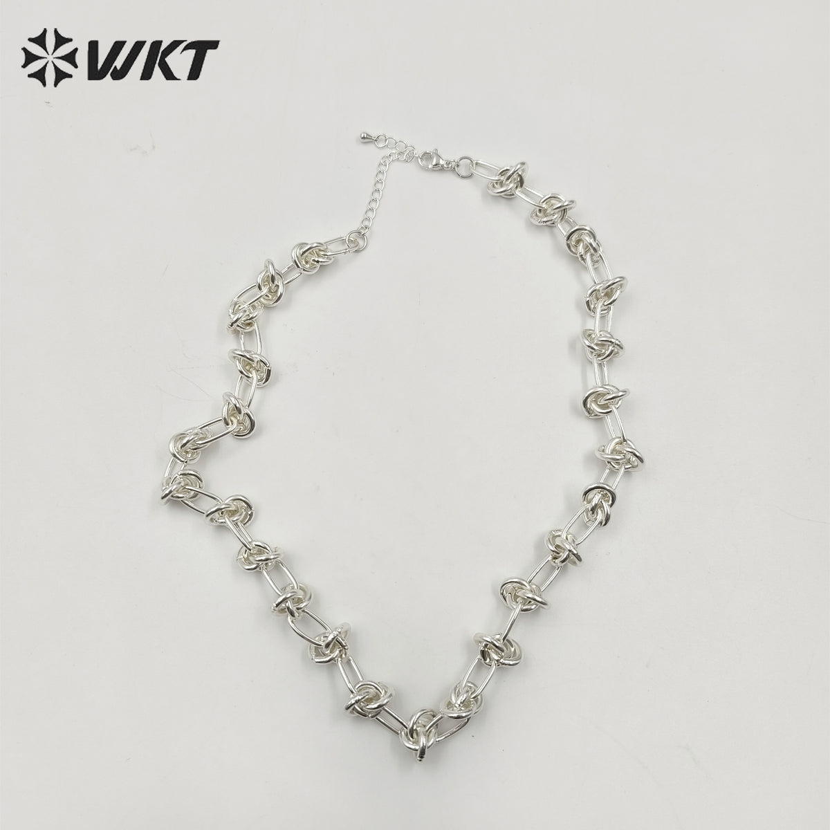 WT-BFN043 Wholesale 18k Real Gold Plated Metal Knotted Chain Necklace Women Fashion Locomotive Necklace Unisex Chunky Jewelry