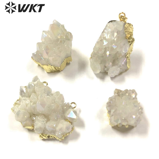 WT-P623 Fashion Amazing Angel Aura Pendant Cluster Crystal Quartz Aura Angel Quartz Pendant Natural Randomly Shape Stone Pendant