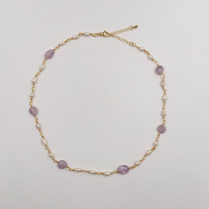 WT-JN246 Wholesale Vintage Pearl and Stone Natural 18k Chain Gold Plated Exquisite High Quality Beads Necklace