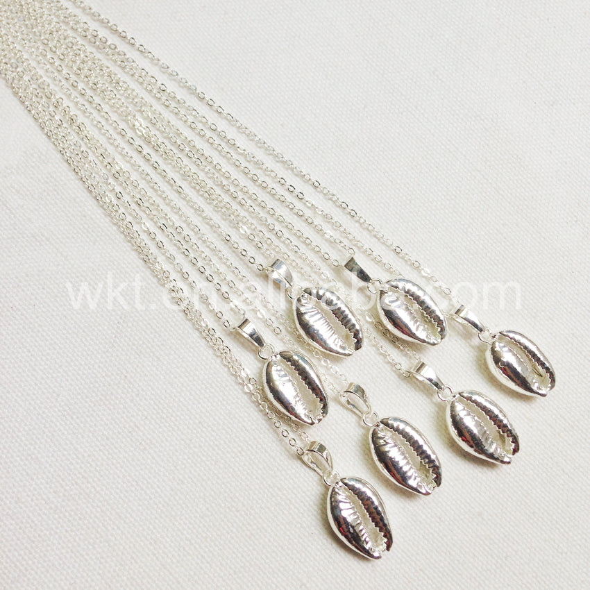 WT-JN002 Wholesale Natural Sea Shell Tiny Cowrie Choker Necklace 18k Real Gold Plated Cowrie Shell Conch Necklace