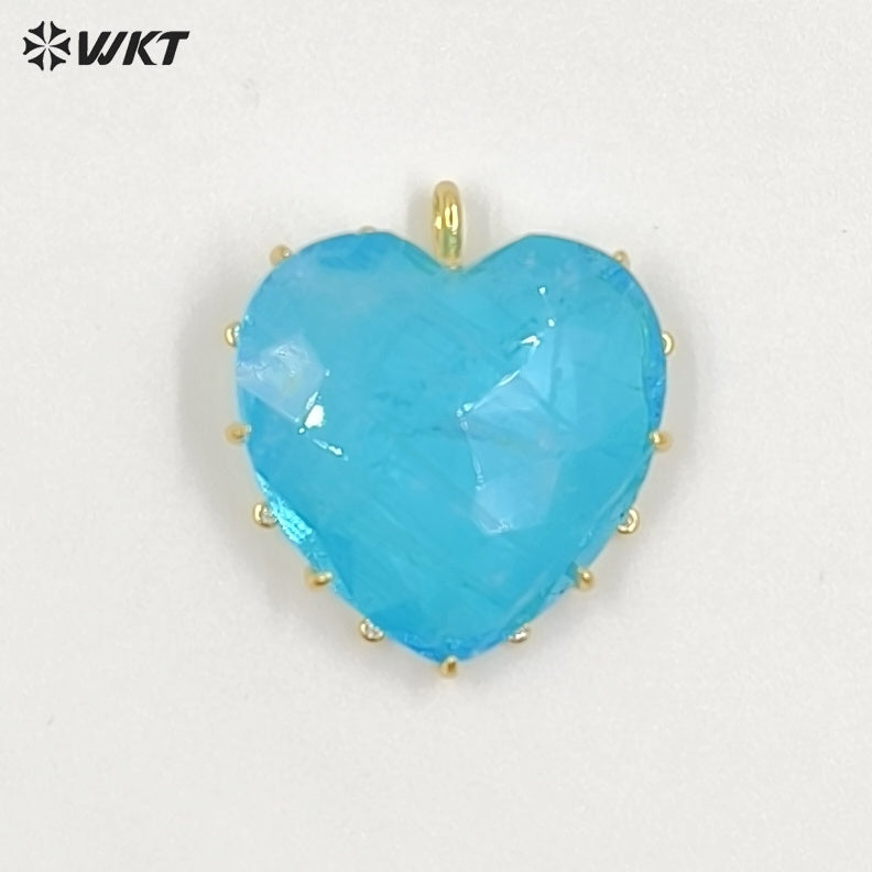 WT-P2101 Newest Popular Charms Gold Electroplated Colorful Stones Heart Shape Pendants As Women Romantic Jewelry Presents