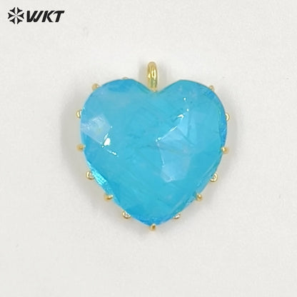 WT-P2101 Newest Popular Charms Gold Electroplated Colorful Stones Heart Shape Pendants As Women Romantic Jewelry Presents