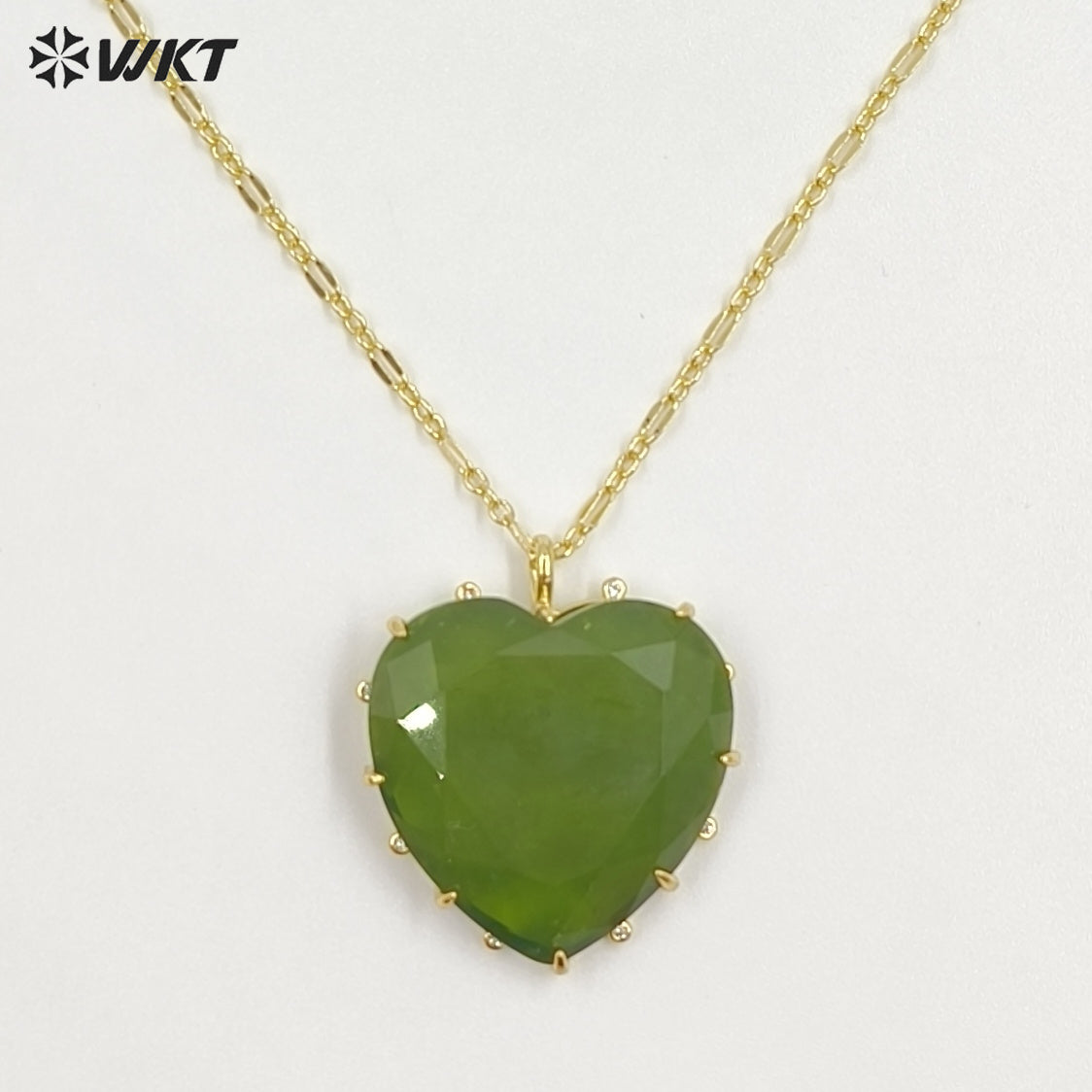 WT-N1525 Wonderful Gold Thin Chain With Colorful Stones Heart Shape Pendant Necklaces For Dance Party Matching Jewelry