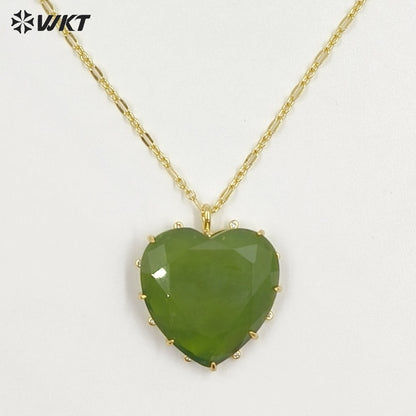 WT-N1525 Wonderful Gold Thin Chain With Colorful Stones Heart Shape Pendant Necklaces For Dance Party Matching Jewelry