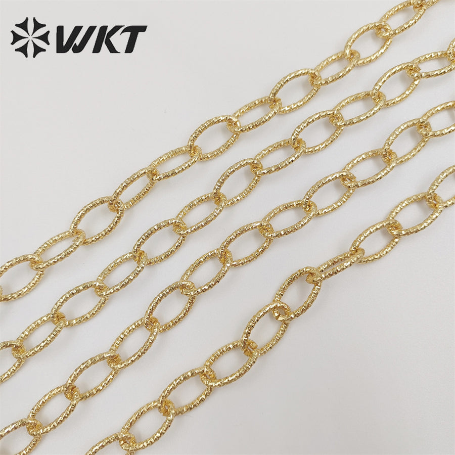 WT-BC190 Newest 18k Real Gold Plated Resist Tarnishable Big Link Hammer Chain for Necklace Making Lady Jewelry Findings Chain