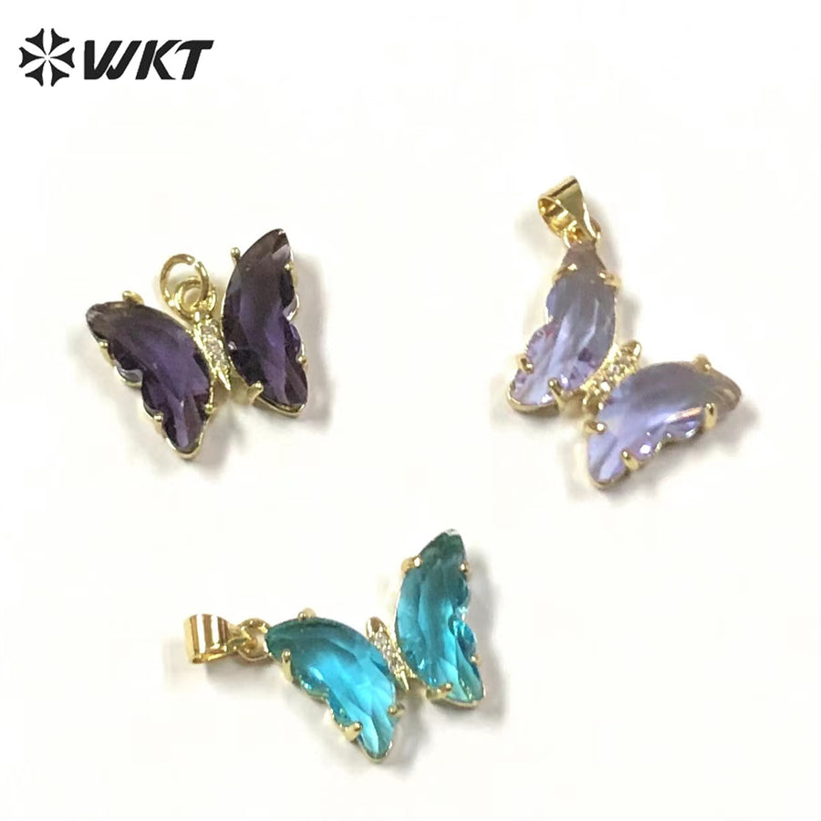 WT-MP244 Cute Pastoral Butterfly Pendant Small and Exquisite Zircon Pendant Women's Jewelry Accessories Cubic Zircon Pendant