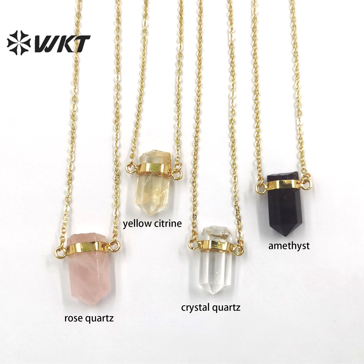 WT-N1378 Echanting Crystal Clear Pendant Elegant with 18k Gold Plated Necklace As Women Jewelry Gift Natural Crystal Necklace