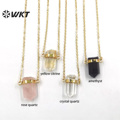 WT-N1378 Echanting Crystal Clear Pendant Elegant with 18k Gold Plated Necklace As Women Jewelry Gift Natural Crystal Necklace