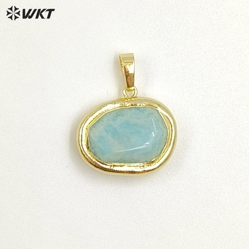 WT-P1468 WKT Jewelry Natural Gemstone Pendant Gold Electroplated Stone Pendant Fashion Charm Necklace Pendant Jewelry