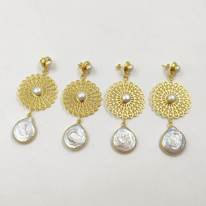 WT-MPE128 Amazing Design Long Dangle Gorgeous Natural White Pearl Handmade Women Drop Earrings for Wedding Studs