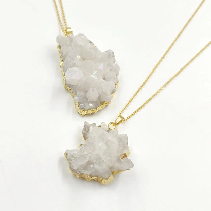 WT-N1441 WKT Best 2023 Newest Natural Aura Cluster Quartz Pendant Necklace Women Simple Hoop Aura Necklace