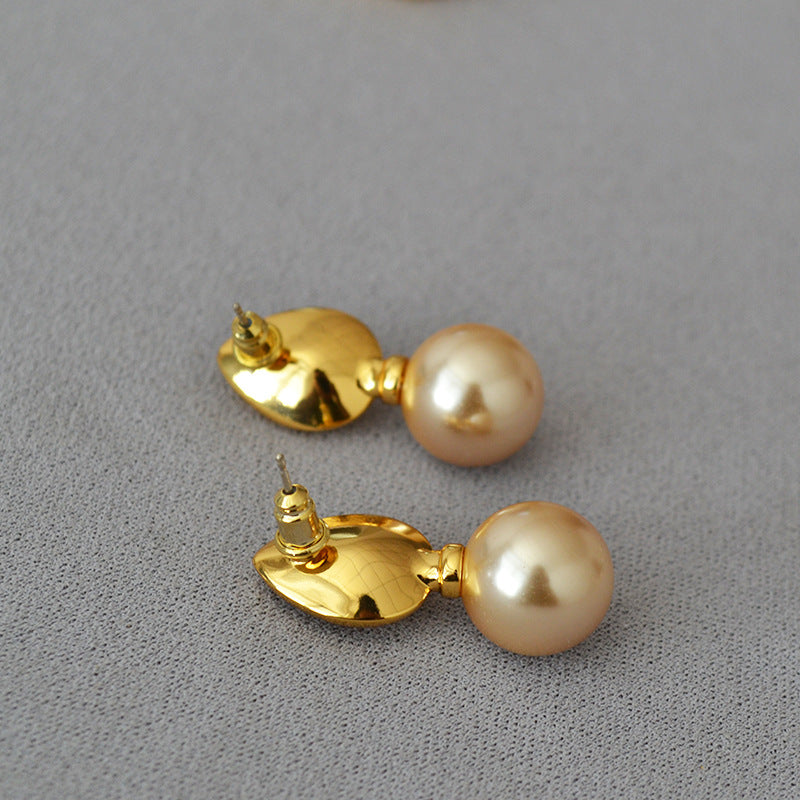 WT-MPE111 Droplet Gemstone Inlaid With Pearls 925 Silver Needles for Personalized Temperament Earrings