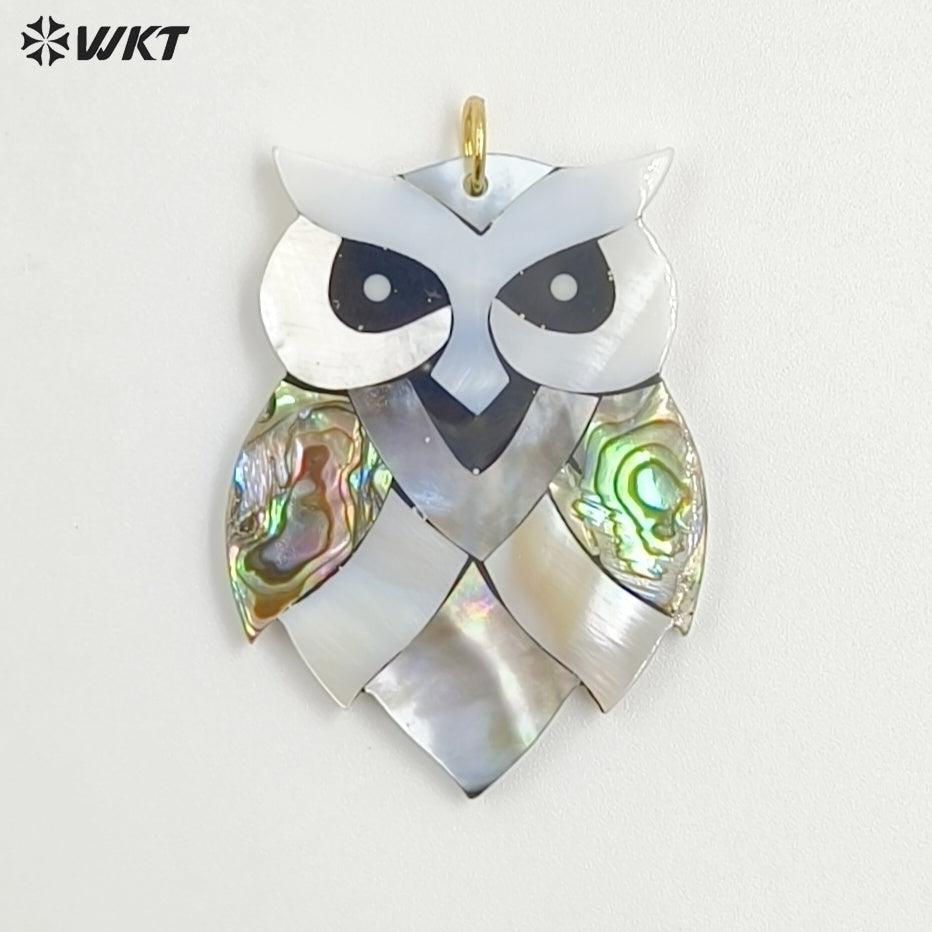 WT-JP460 Wonderful Gold Plated Multiple Designs Natural Shell Elephant Owl Dog Shape Pendant For Friends Gift DIY Making
