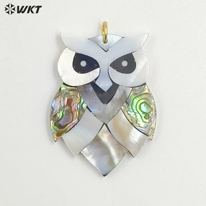 WT-JP460 Wonderful Gold Plated Multiple Designs Natural Shell Elephant Owl Dog Shape Pendant For Friends Gift DIY Making
