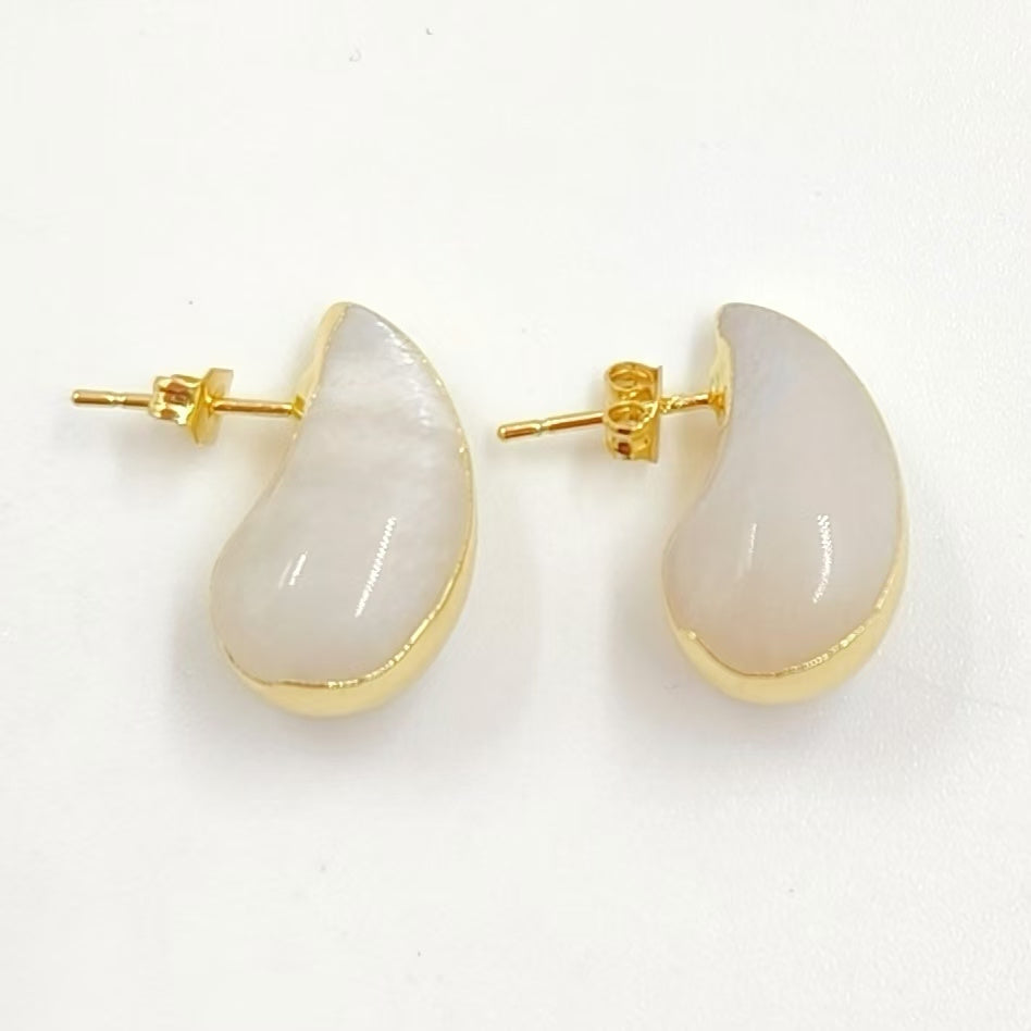 WT-E775 New Innovations Cute Style Drop Shape 18K Gold Plated Natural Gemstone Gentle Earrings for Sweet Girls As Special Gift