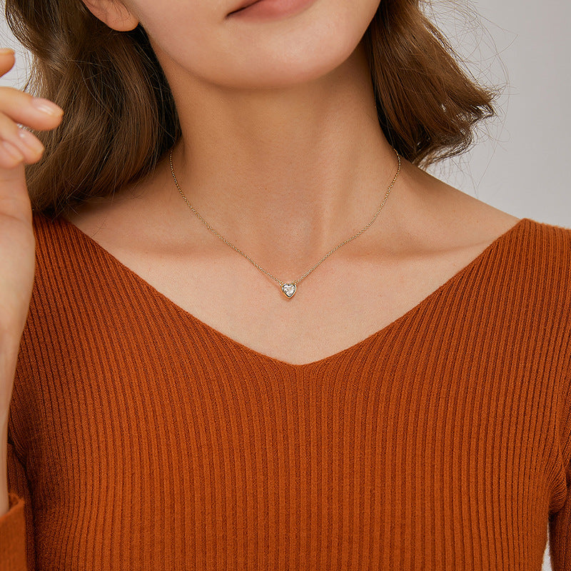 WT-MN1004 Newest Trendy 18K Gold Plated Cubic Zircon Heart Round Little Pendant Necklace As Women Elegant Jewelry Accessory