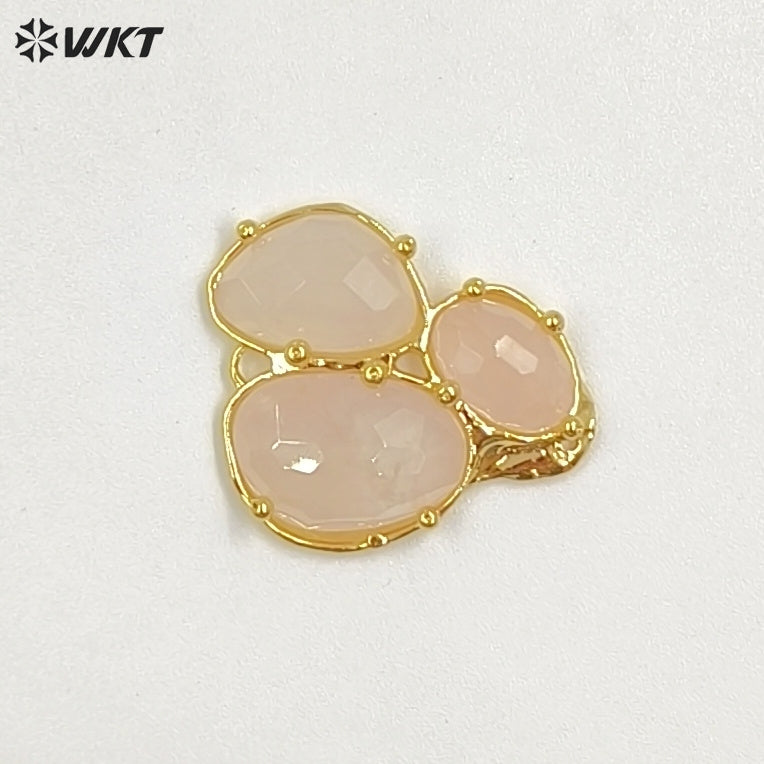 WT-P2130 Good Quality Exquisite 18K Gold Plated Three Natural Gemstones Pendants For Women Necklace Earrings DIY Making