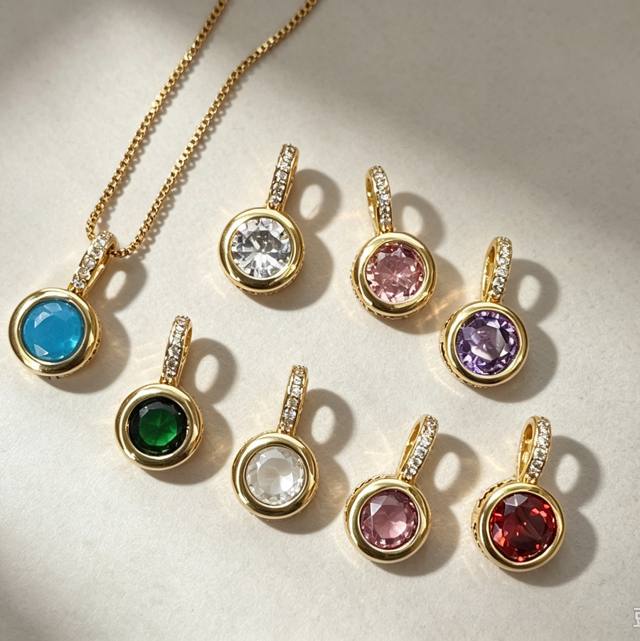 WT-MN1008 Sparkling 18K Gold Plated Heart Round Teardrop Shape Zircon Pendants And Necklaces For Women Simple Jewelry Design