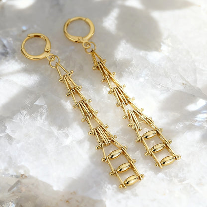 WT-E827 Unique Exquisite 18K Gold Plated Yellow Brass Long Earrings For Women Trendy Elegant Style Daily Wearing Jewelry