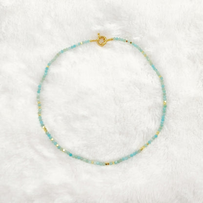 WT-N1443 WKT Best 2023 Newest Natural Aura Cluster Quartz Necklace Women Simple Hoop Aura 3MM Stone Beads Necklace
